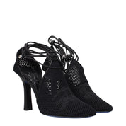 Black Fabric High Heel Pumps