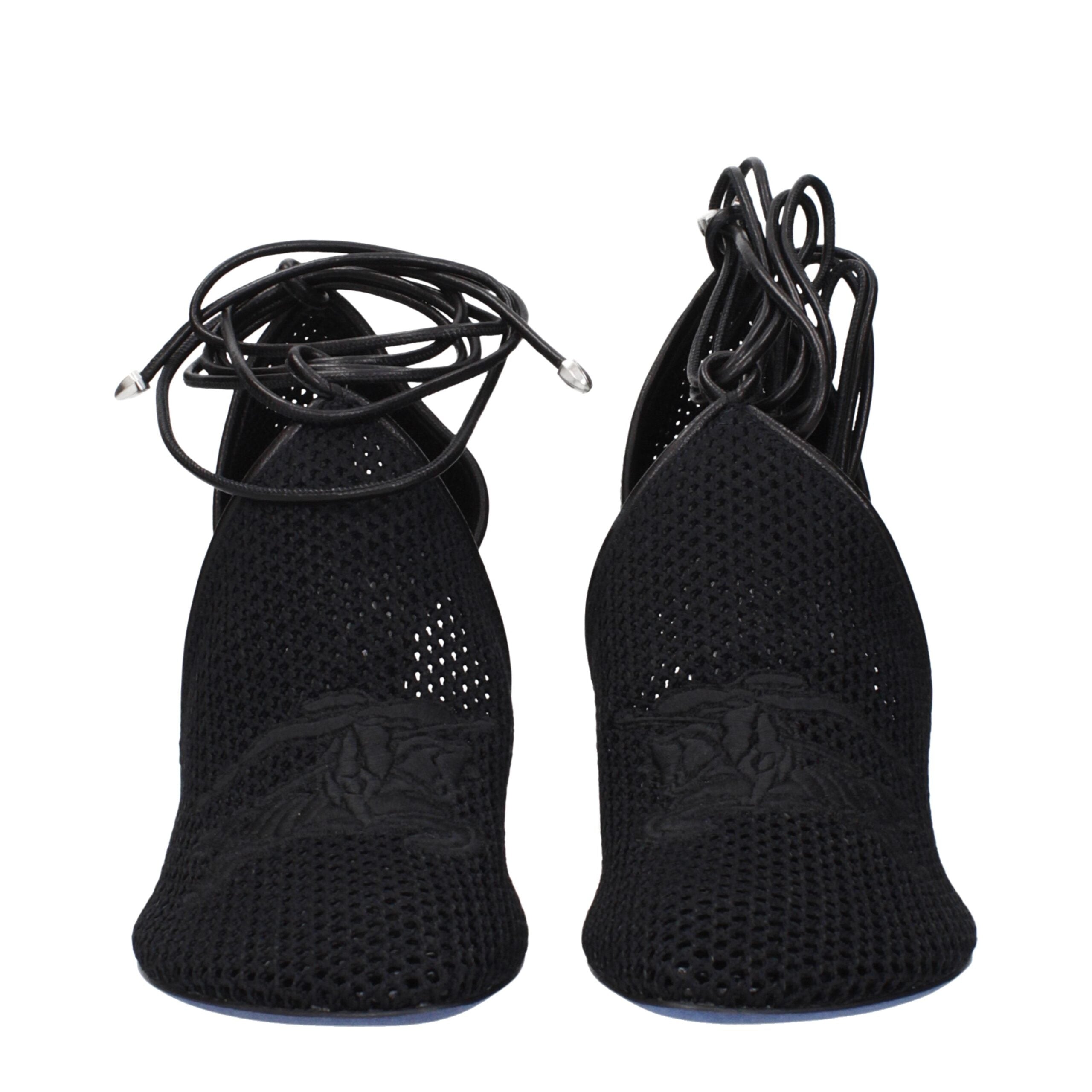 Black Fabric High Heel Pumps