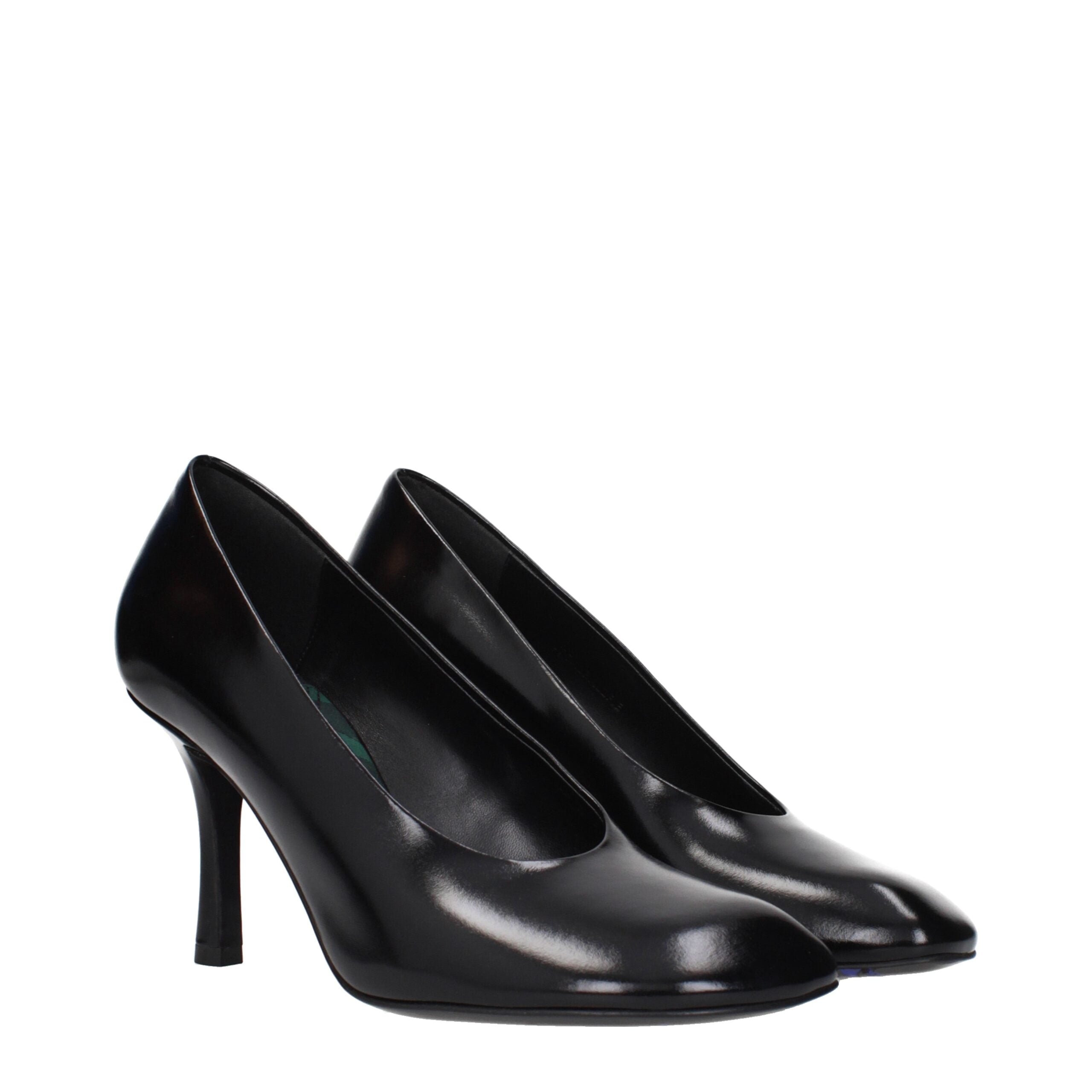 Black Leather High Heel Pumps