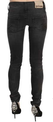 Black Washed Low Waist Slim Fit Skinny Denim Pants Jeans