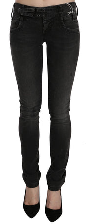 Black Washed Low Waist Slim Fit Skinny Denim Pants Jeans