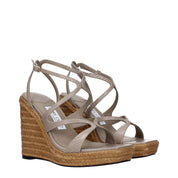 Gray Leather Wedge Sandals