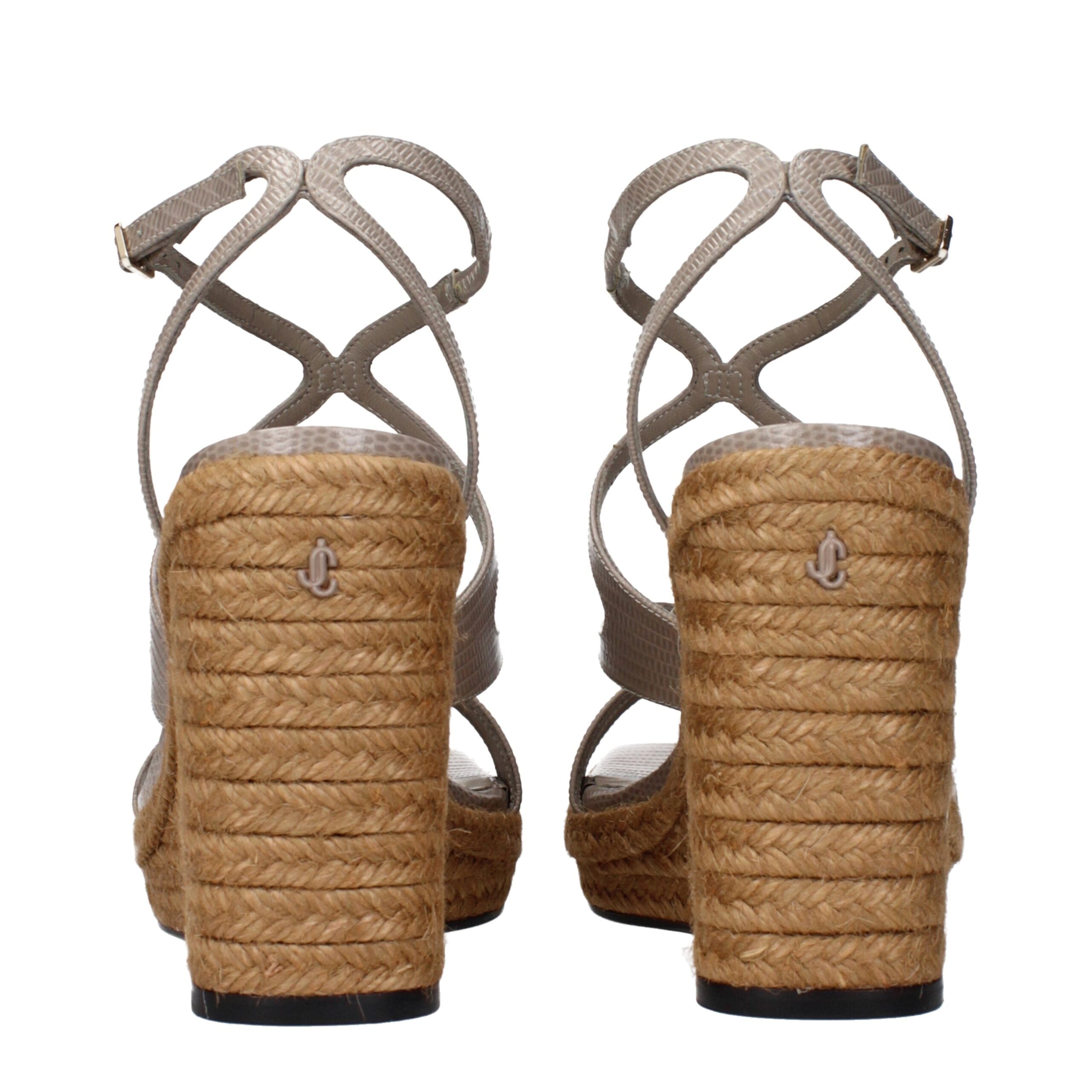 Gray Leather Wedge Sandals