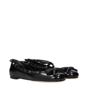 Black Leather Ballet Flats
