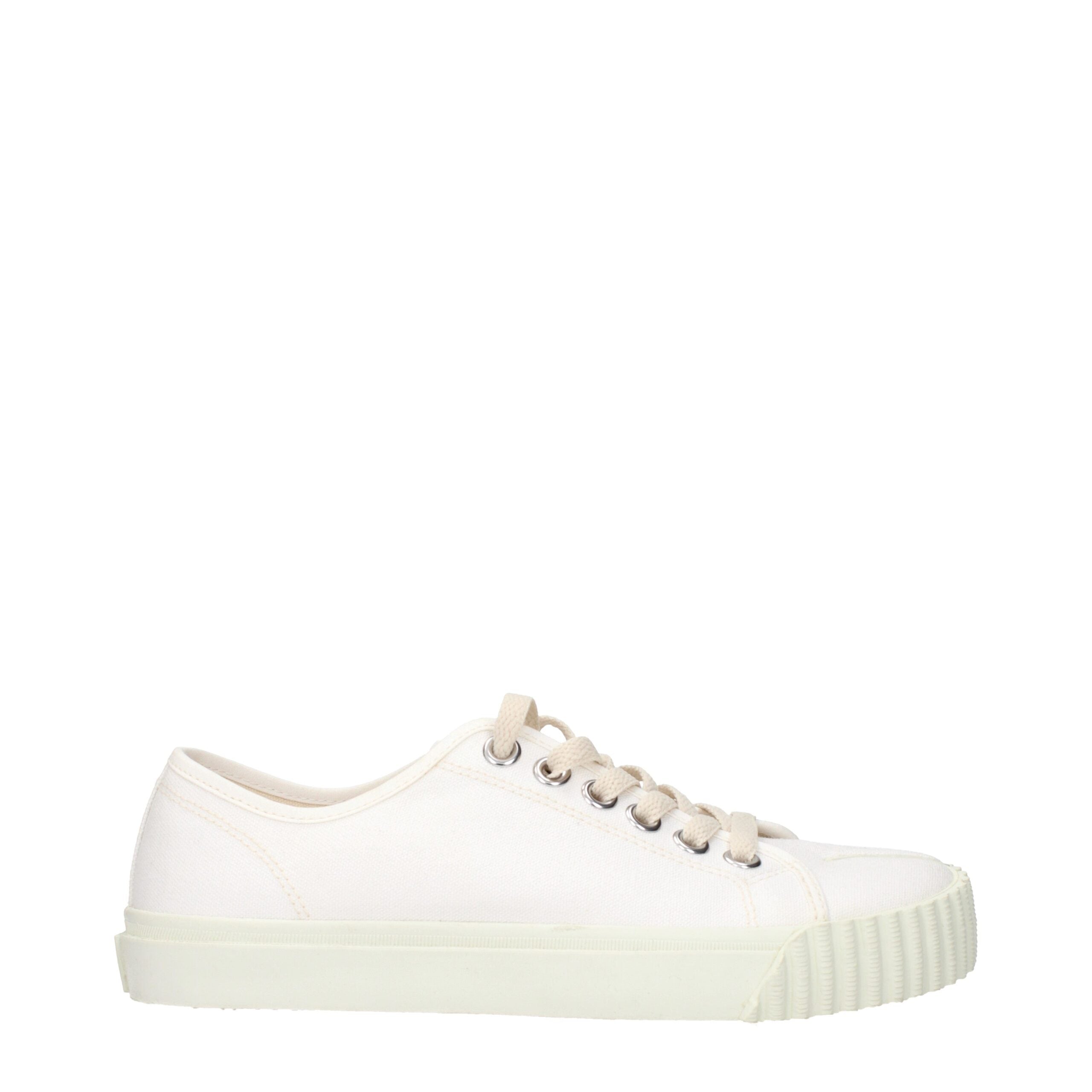 White Fabric Low Tops