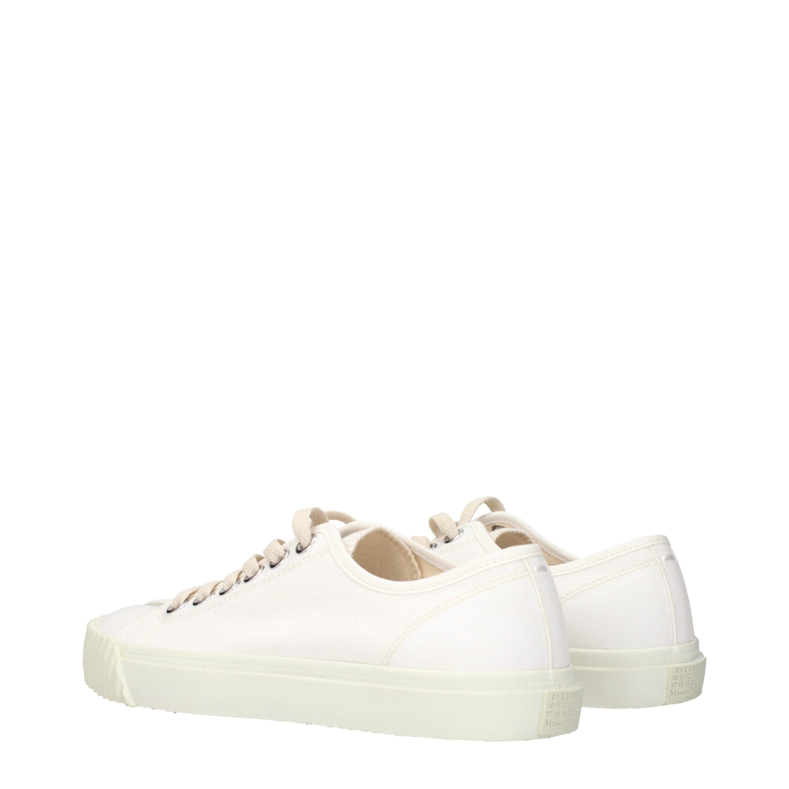 White Fabric Low Tops