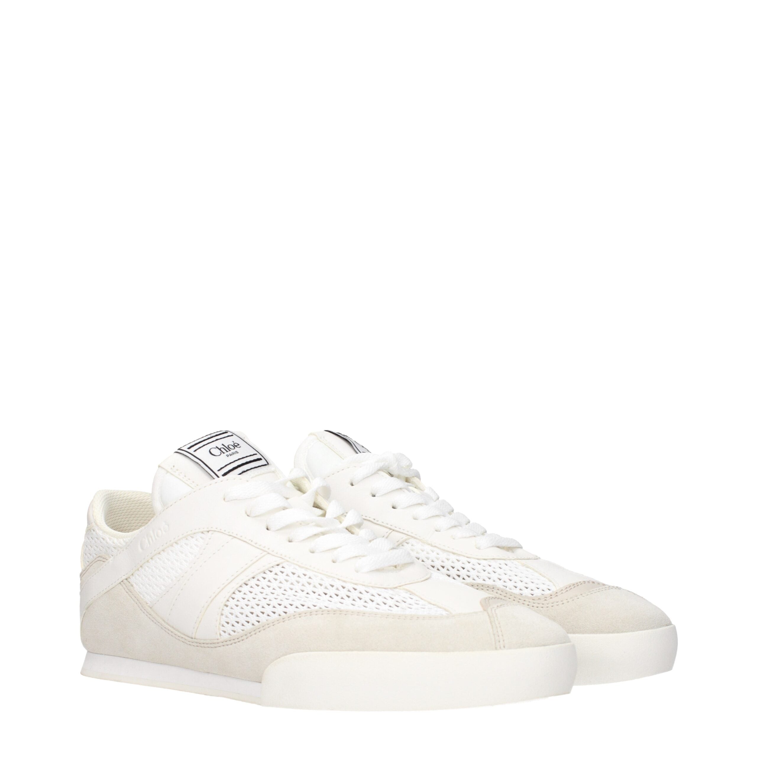 White Fabric Low Tops