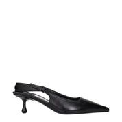 Black Leather Flat Sandals
