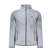 Blue Polyester Men Sweater With Pockets and Zipper Detail
