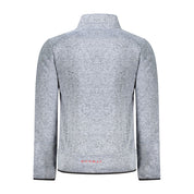Blue Polyester Men Sweater With Pockets and Zipper Detail