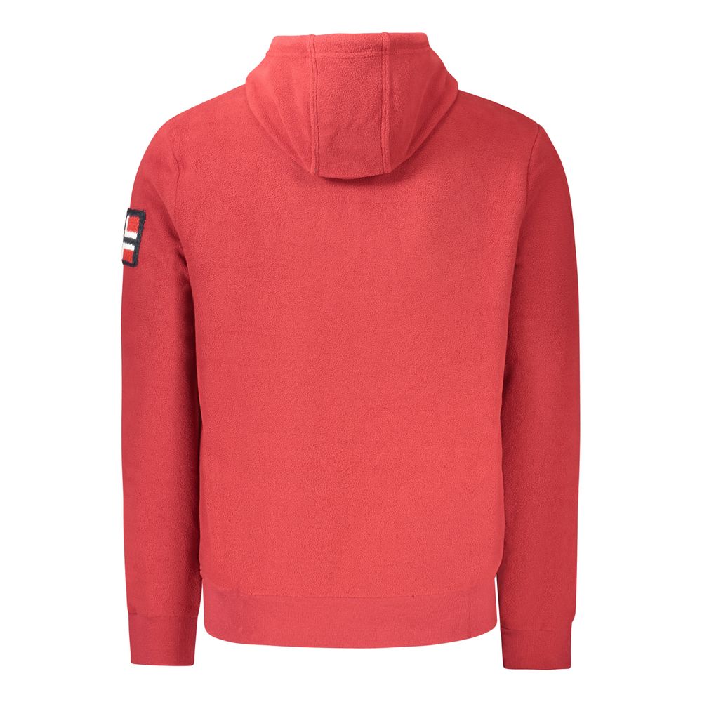 Red Polyester Men's Hooded Sweater