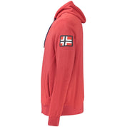 Red Polyester Men's Hooded Sweater