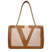 Beige Fabric Shoulder Bags