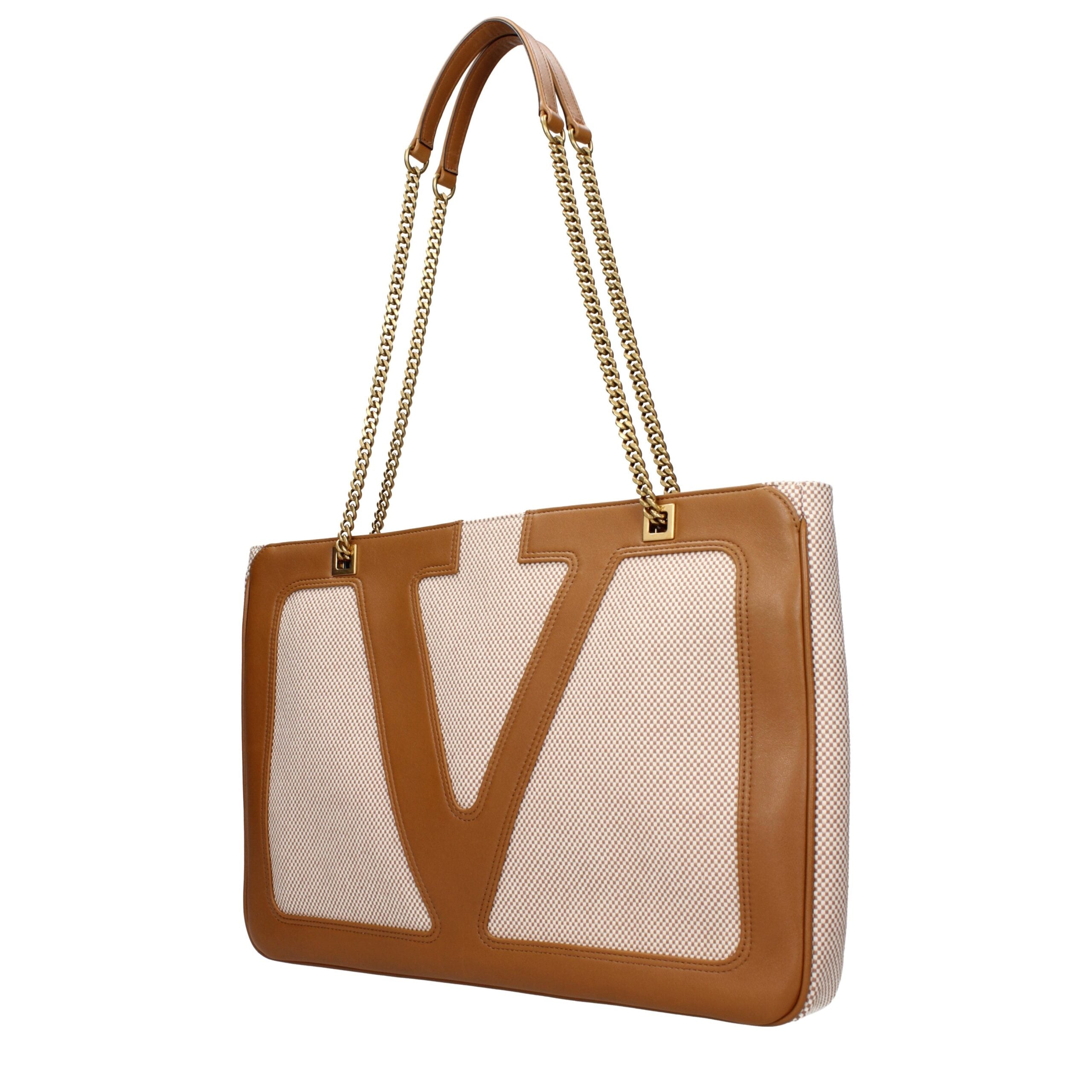 Beige Fabric Shoulder Bags