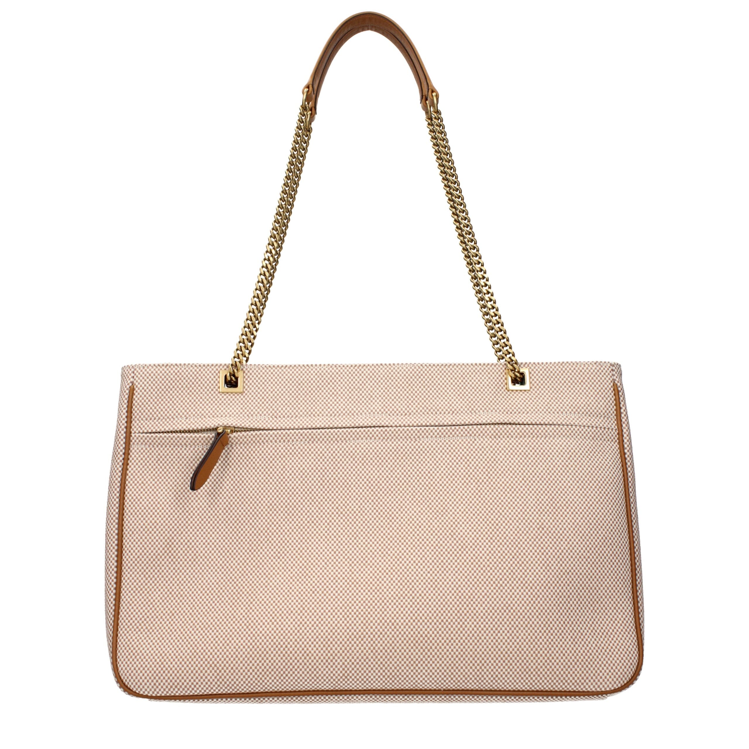 Beige Fabric Shoulder Bags