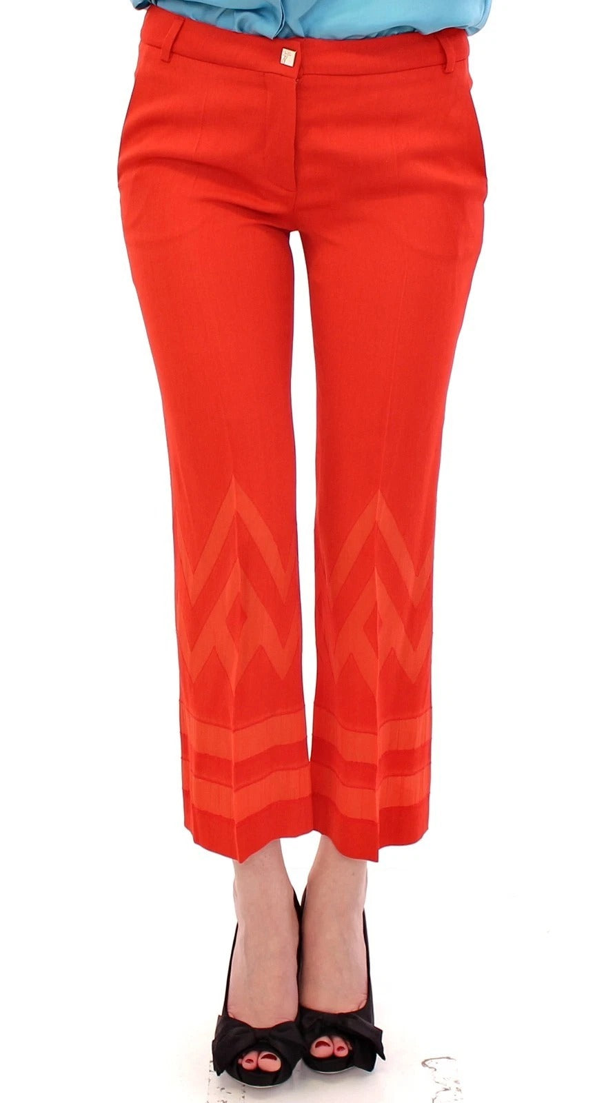 Red Pants Cropped 3/4 Short Nude Capri Pants