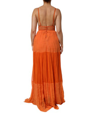 Orange Lace Bustier Layered Maxi Dress