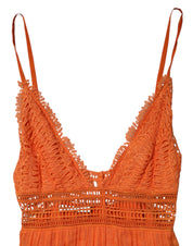 Orange Lace Bustier Layered Maxi Dress