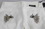 White Cotton Slim Fit Mid Waist Skinny Trouser Jeans