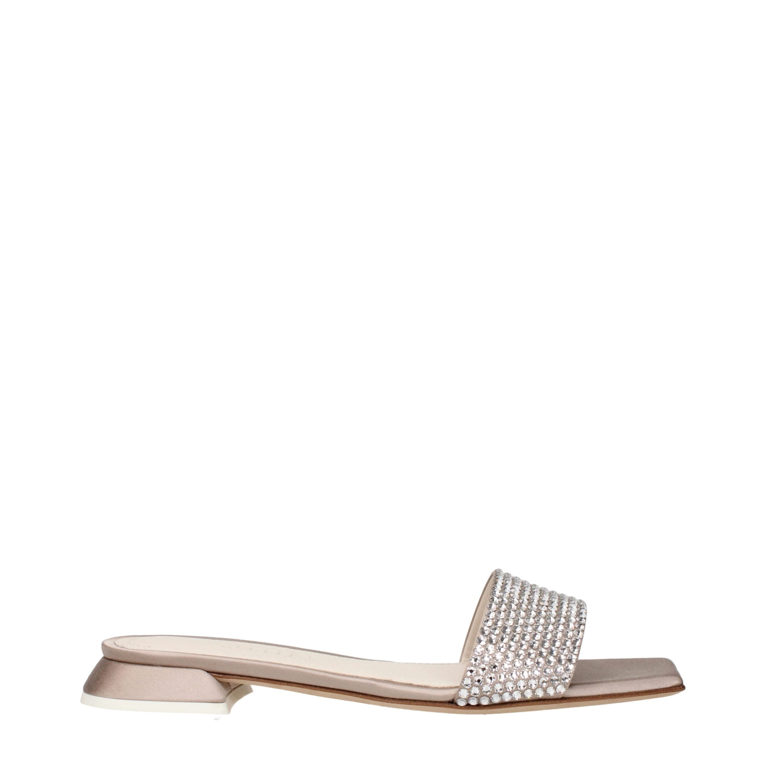 Beige Satin Slippers Sandals