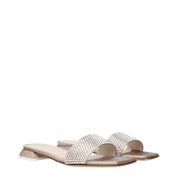 Beige Satin Slippers Sandals