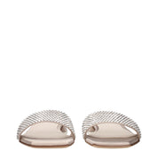 Beige Satin Slippers Sandals