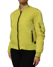 Yellow Polyamide Zipper Bomber Women’s Jacket