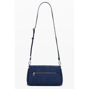 Blue Polyurethane Women's Shoulder Bag