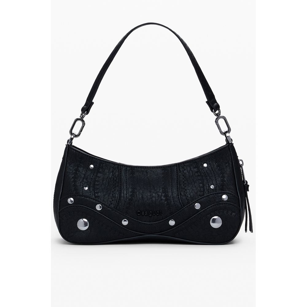 Black Polyurethane Women Handbag