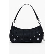 Black Polyurethane Women Handbag