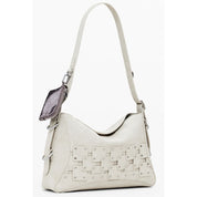 Beige Polyurethane Shoulder Bag