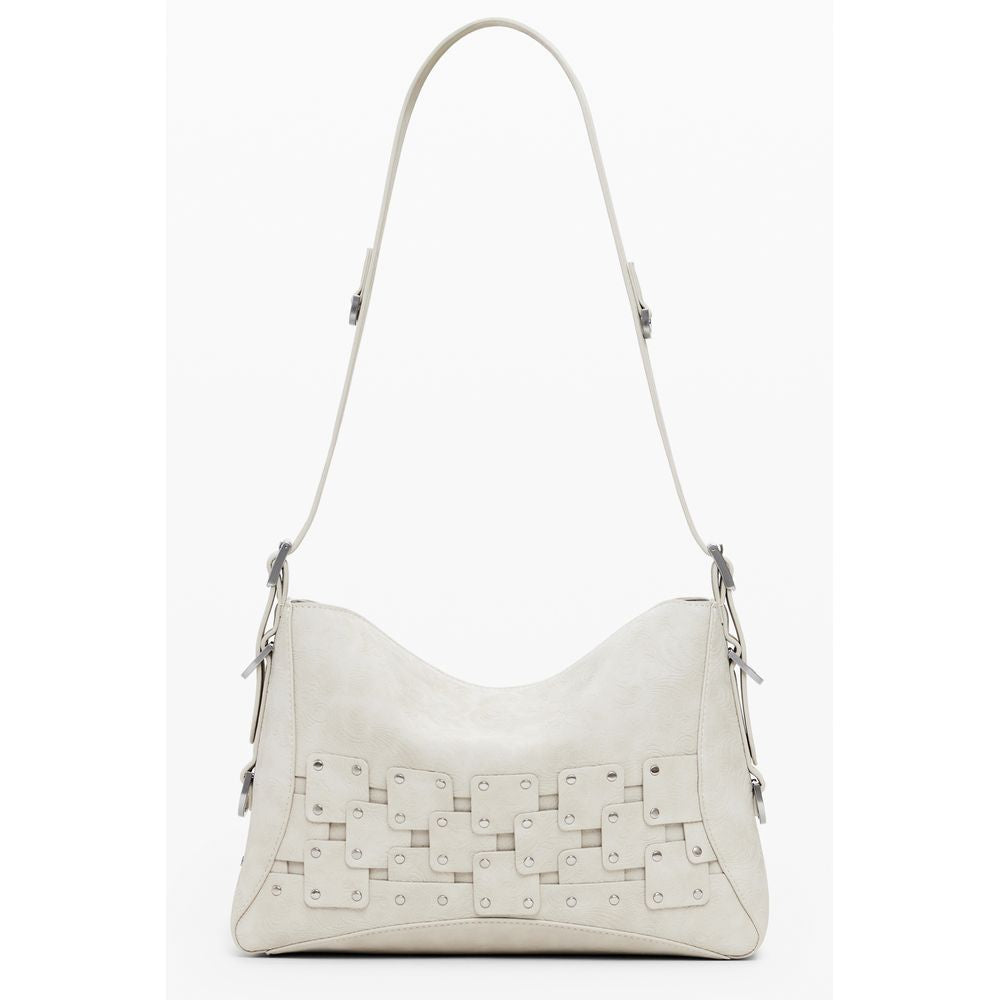 Beige Polyurethane Shoulder Bag