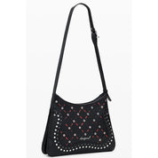 Black Polyurethane Women's Shoulder Bag