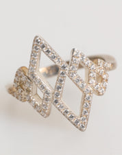 Geometric Diamond Shape Pave CZ Crystal Jewelry Ring