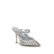 Silver Leather High Heel Pumps