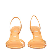Orange Leather Stiletto Heel Sandals