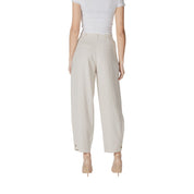 Beige Viscose Casual Pants