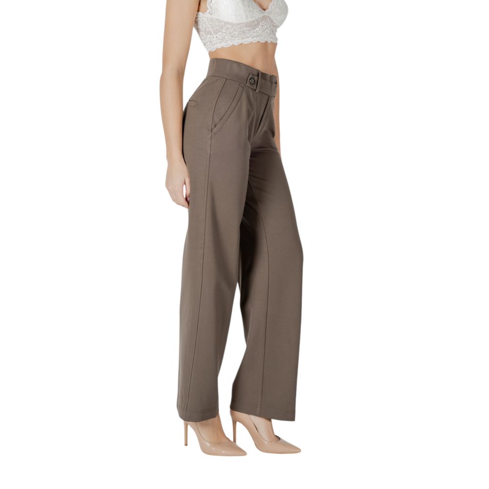 Brown Viscose Casual Pants