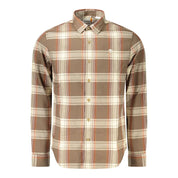 Brown Cotton Men Shirt