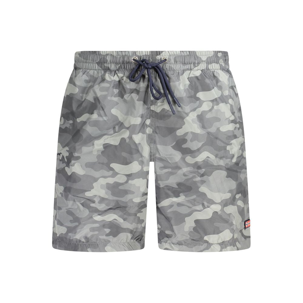 Black Polyester Men's Swim Boxer