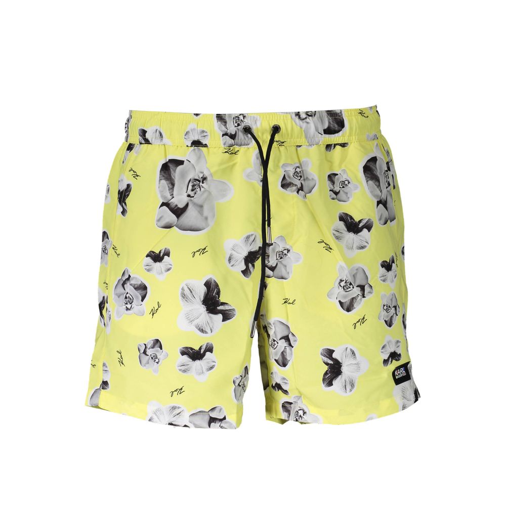 Yellow Polyester Men's Swim Boxer