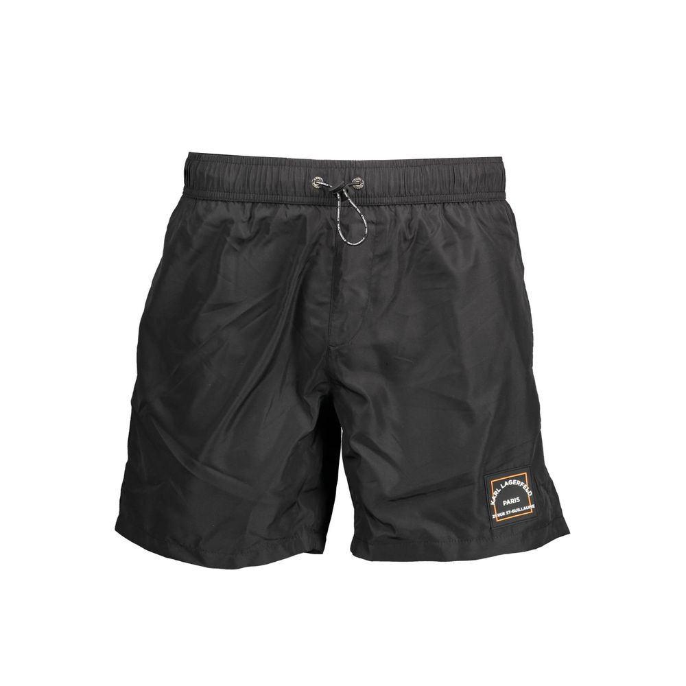 Black Polyester Men's Swim Boxer