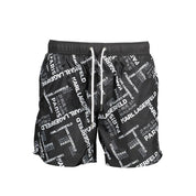 Black Polyester Men's Swim Trunk