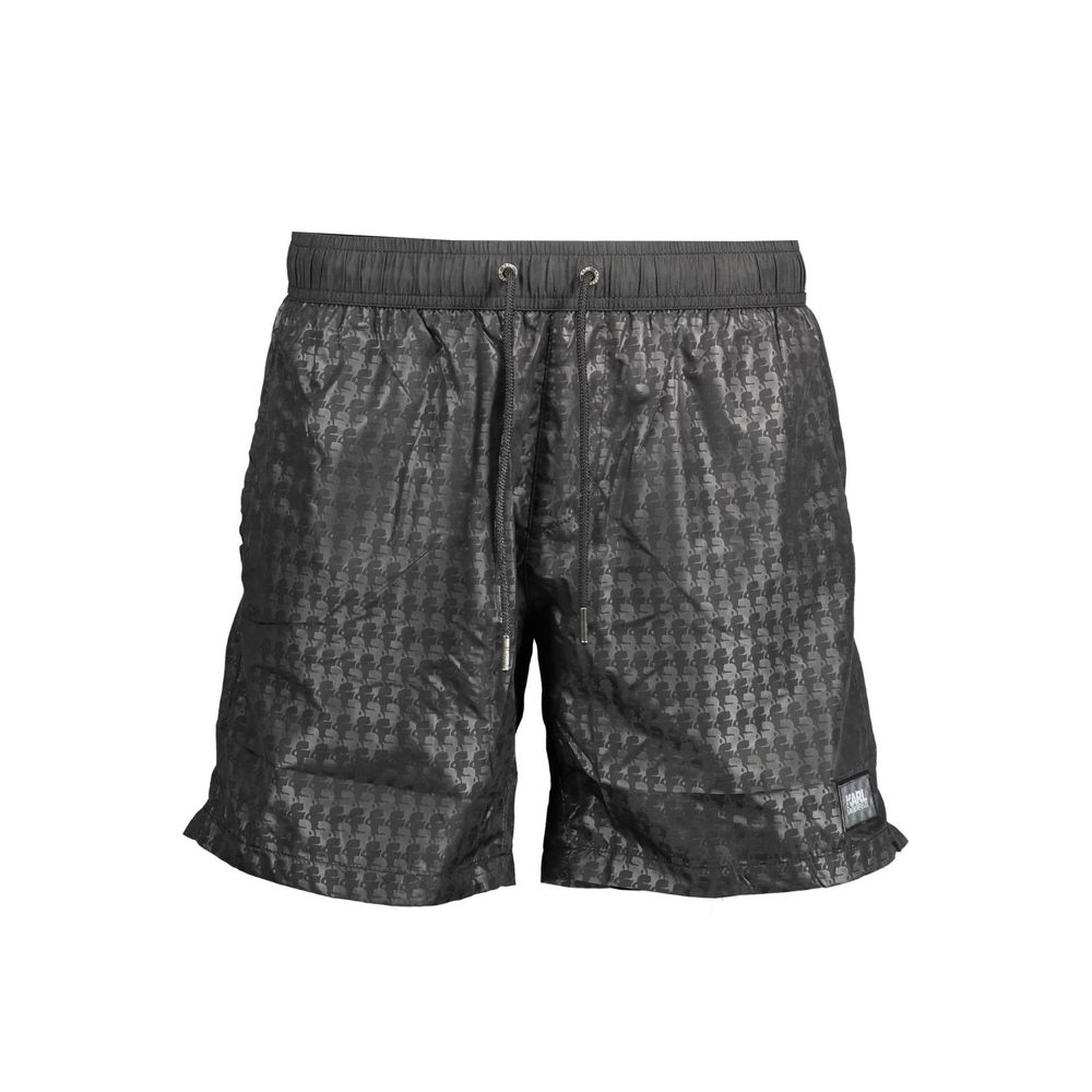 Black Polyester Men's Swim Boxer