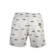 White Polyester Men's Swim Trunks