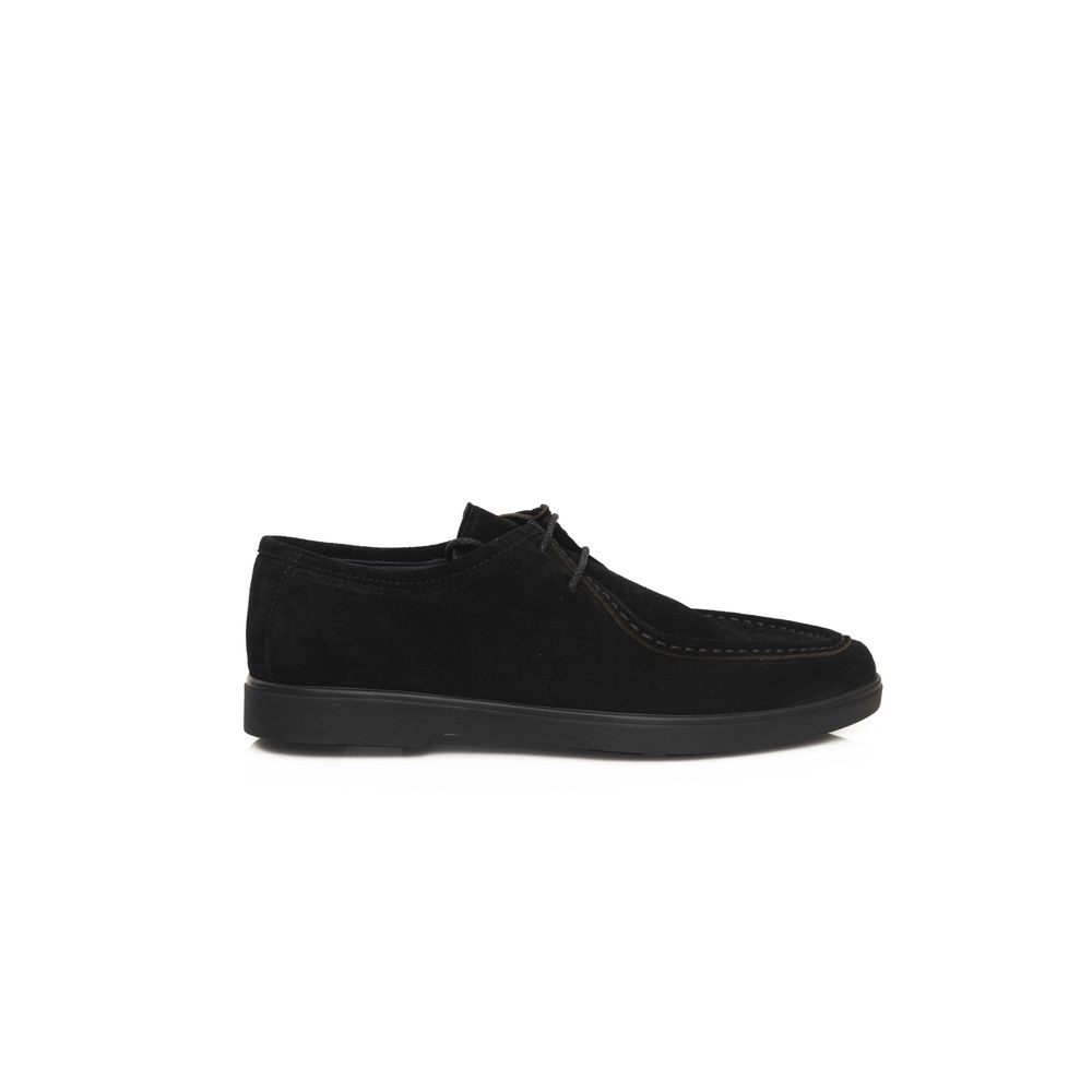 Black Cowhide Men Derby Shoe