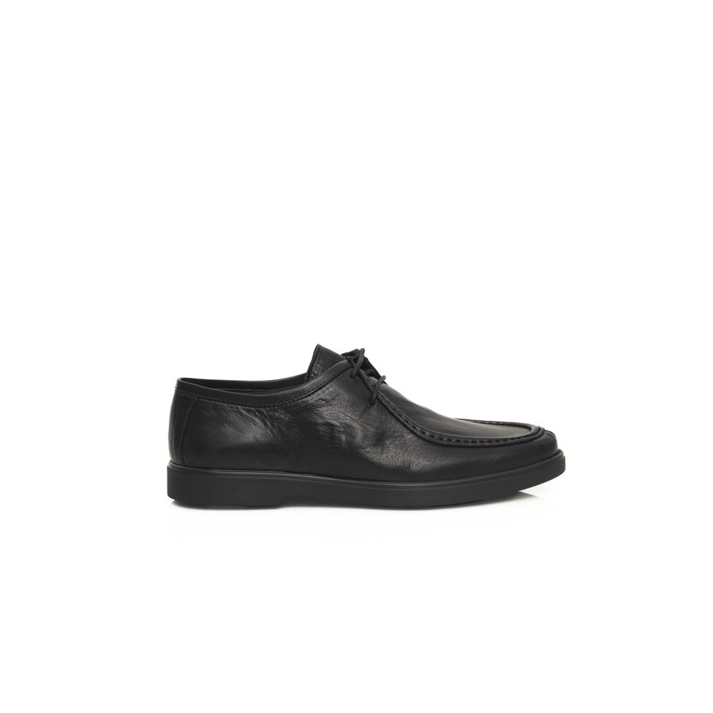 Black Leather Men Derby Shoe