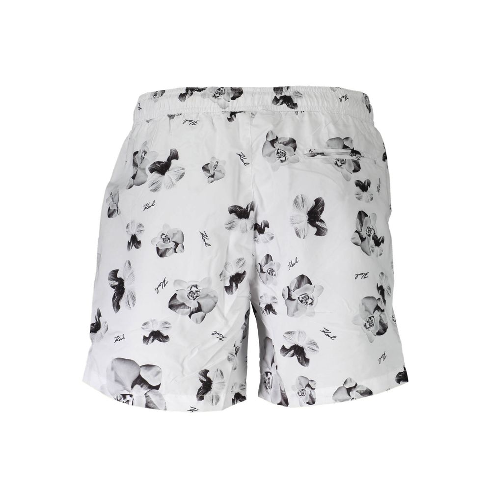White Polyester Men's Swim Boxer