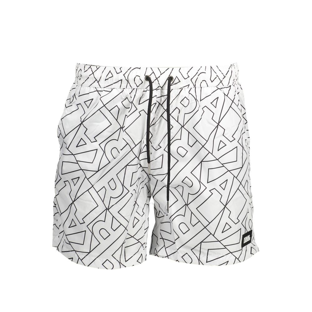 White Polyester Men's Swim Boxer