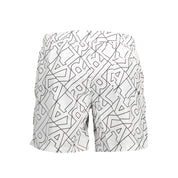 White Polyester Men's Swim Boxer